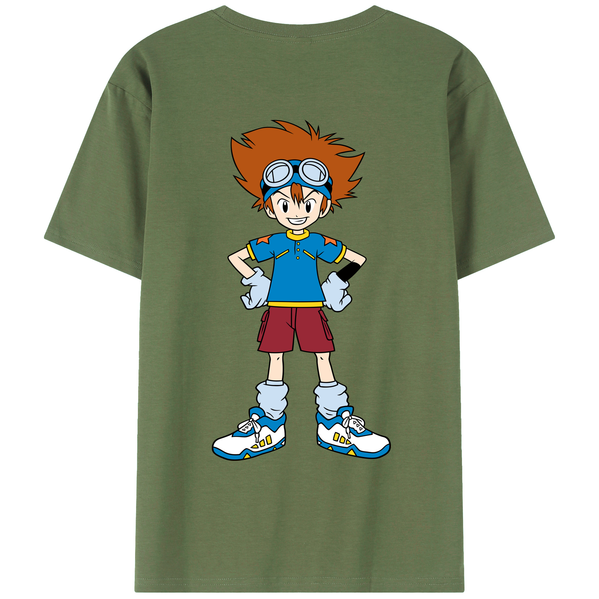 （画像用） Digimon デジタルモンスター/デジモン 綿100％ メンズ半袖Tシャツ（バックプリント） 通気性
